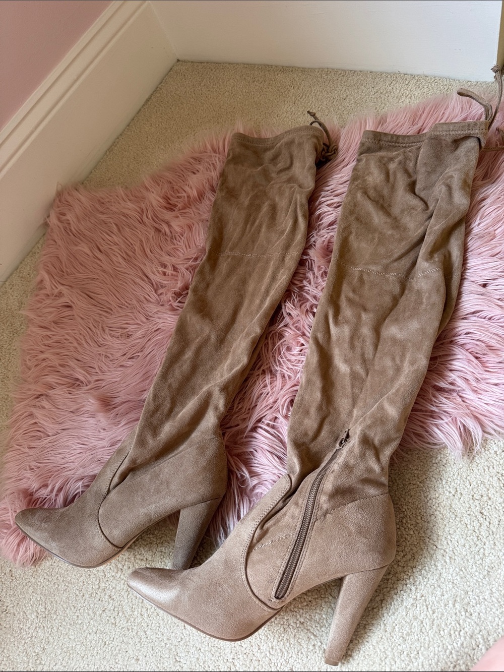 Forever 21 Taupe Over-the-Knee High Heel Boots